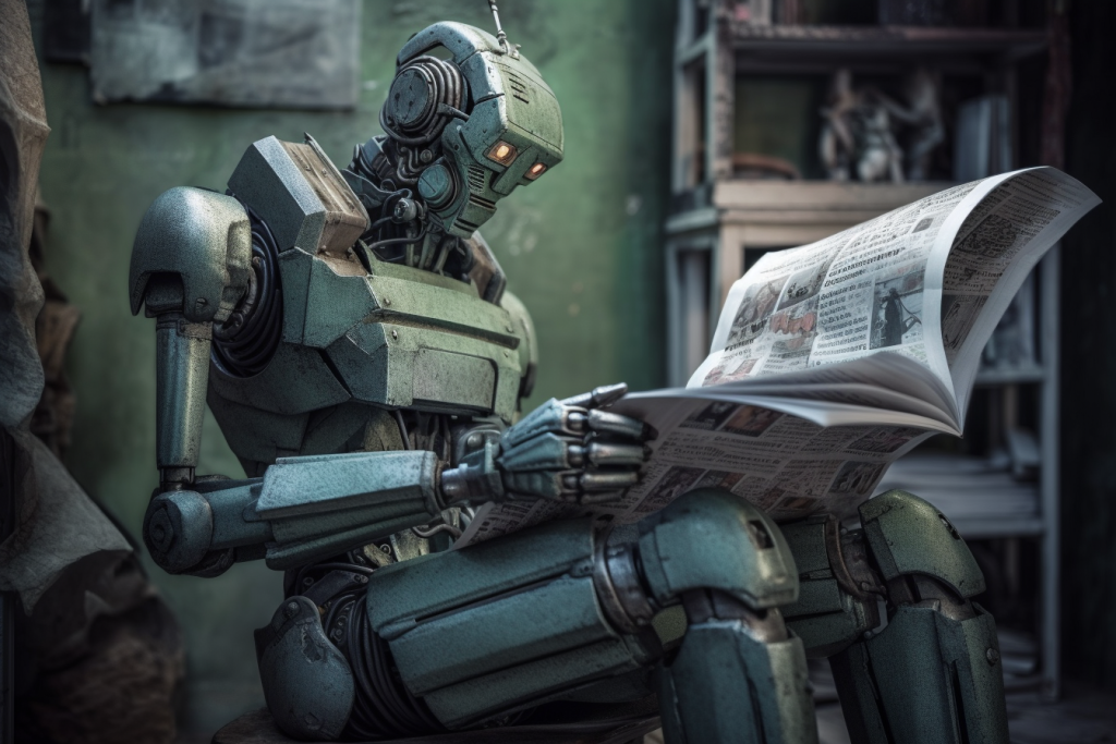 AleksandraLi_a_robotic_human_reading_a_newspaper_blue_and_green.png